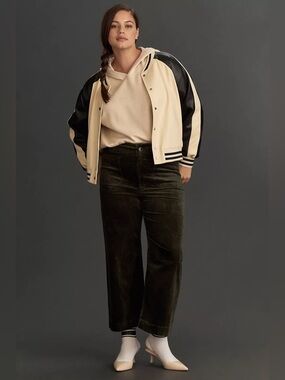 The Colette Crop Wide-Leg Corduroy Pants  by Maeve Anthropologie
